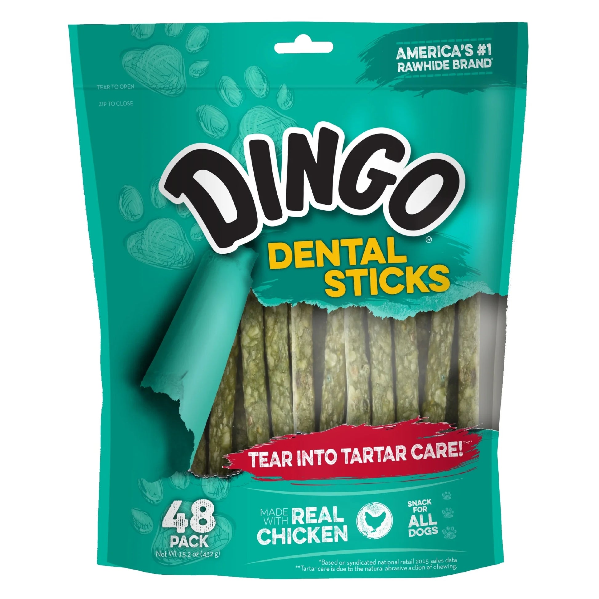Dental Sticks Chews for All Dogs, Made with Real Chicken and Spearmint Flavor, 48 Count
